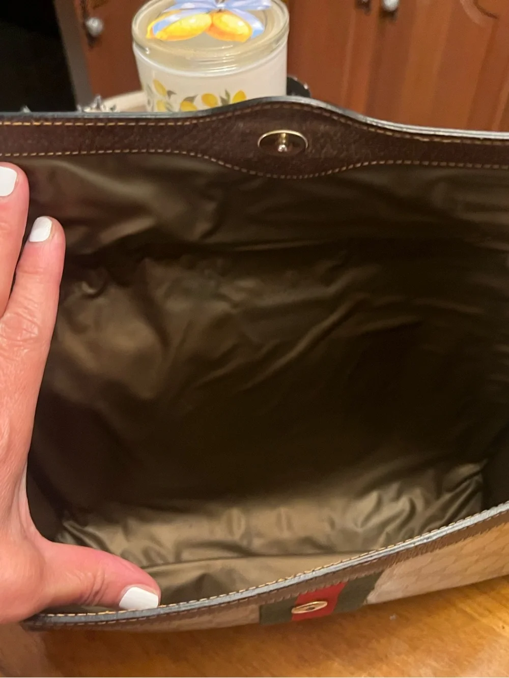 Gucci Supreme Canvas sherry line clutch Large size